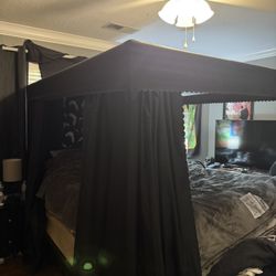 Queen Bed Frame With Canopy And Curtains
