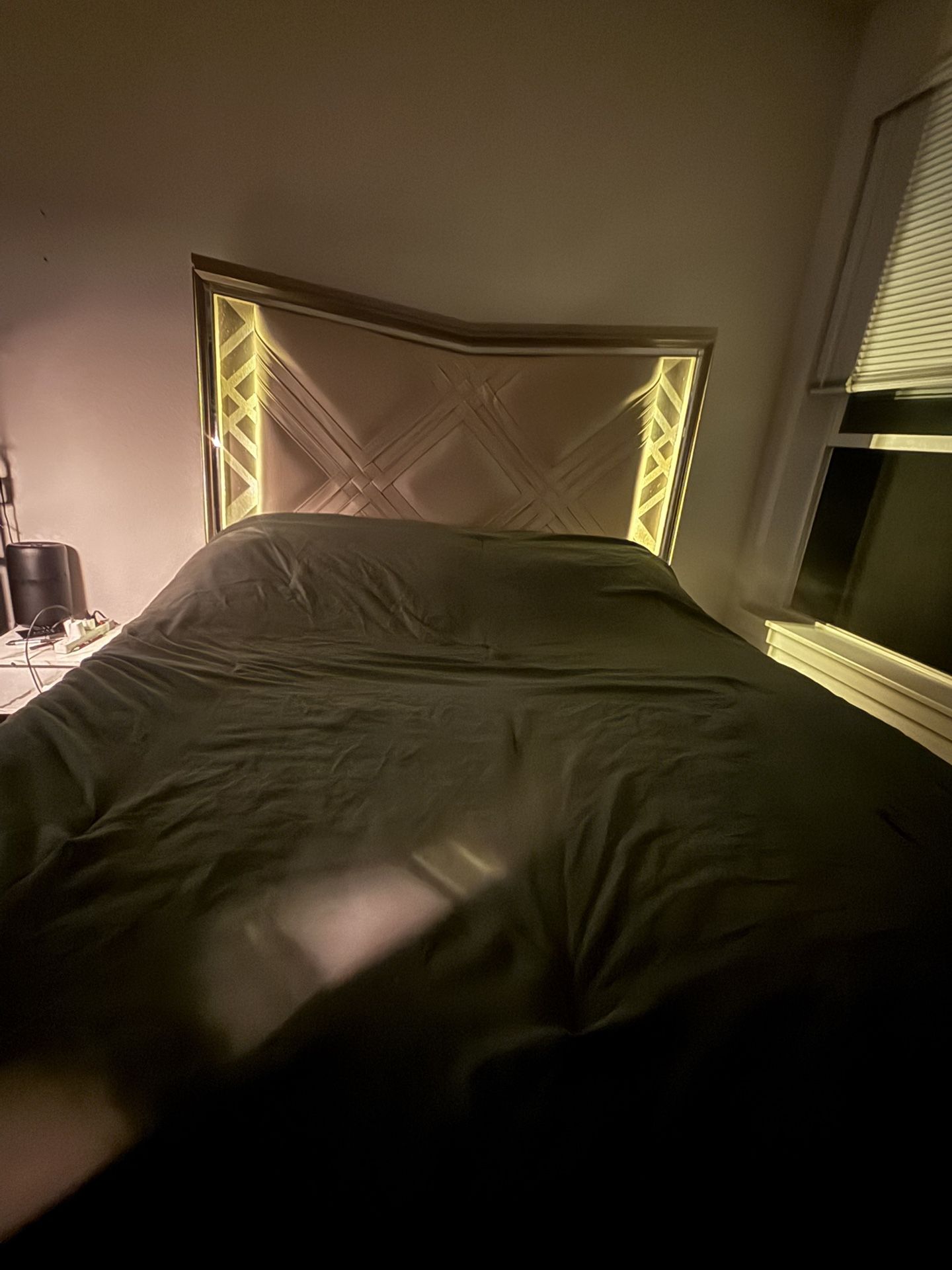 Queen Bed Frame with LED Headboard & Storage –275 (Mattress Not Included)