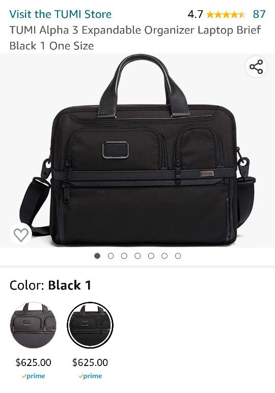 TUMI Alpha 3 Expandable Organizer Laptop Brief Black