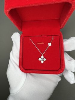 1.2ct Moissanite Flower Pendant Necklace 925 Sterling Silver | D Color Flawless | GRA Certified | Pa
