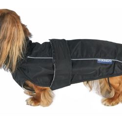 DJANGO City Slicker All-Weather Dog Jacket & Water-Repellent Raincoat with Reflective Piping (large, Black)