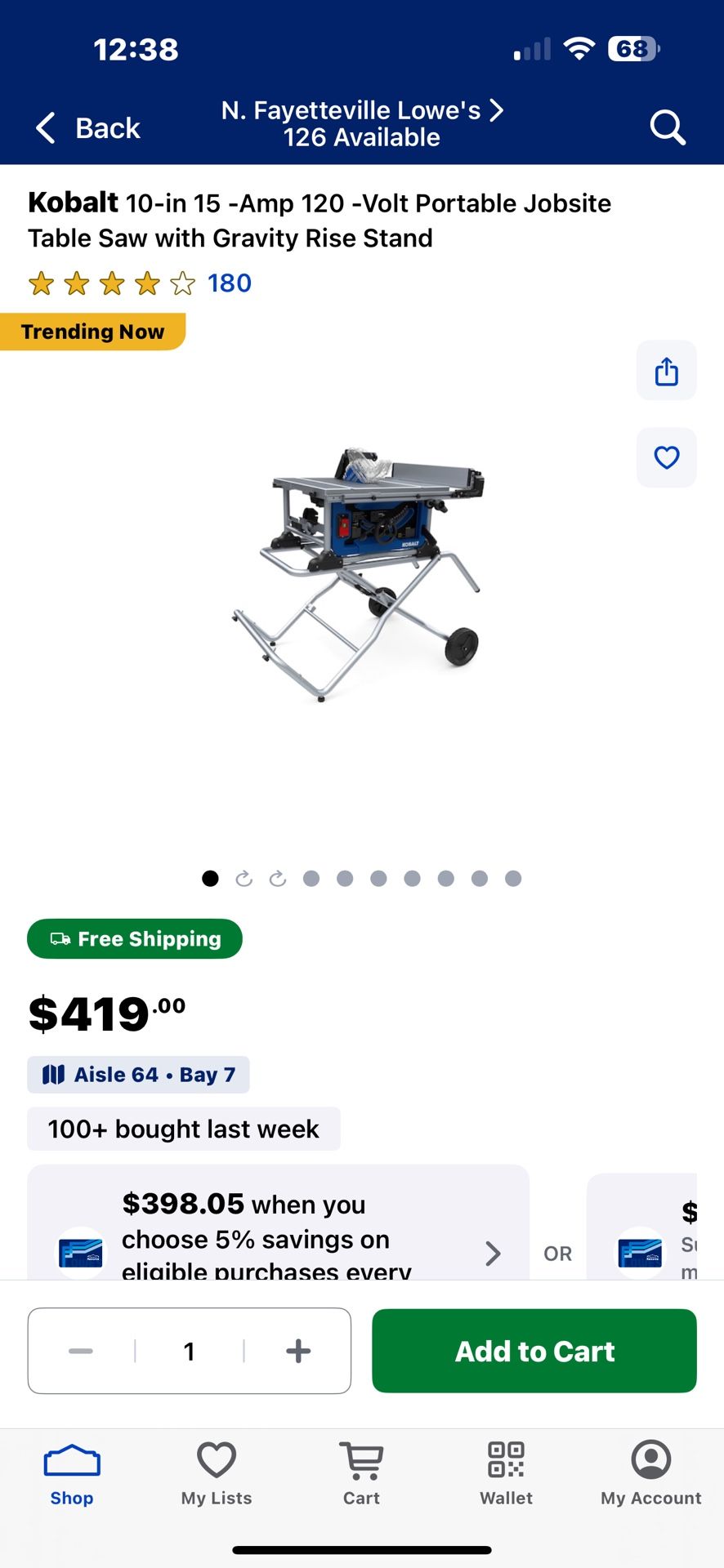 Kobalt 10” Portable Table Saw
