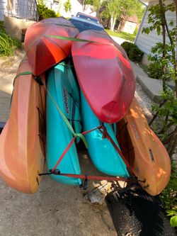 6 kayaks and the trailer