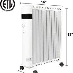 1) Electric Space Heater 1500W Panel Convector Heater with Wheels for Indoor Use Room Sizes up to 215ft. 40 45$