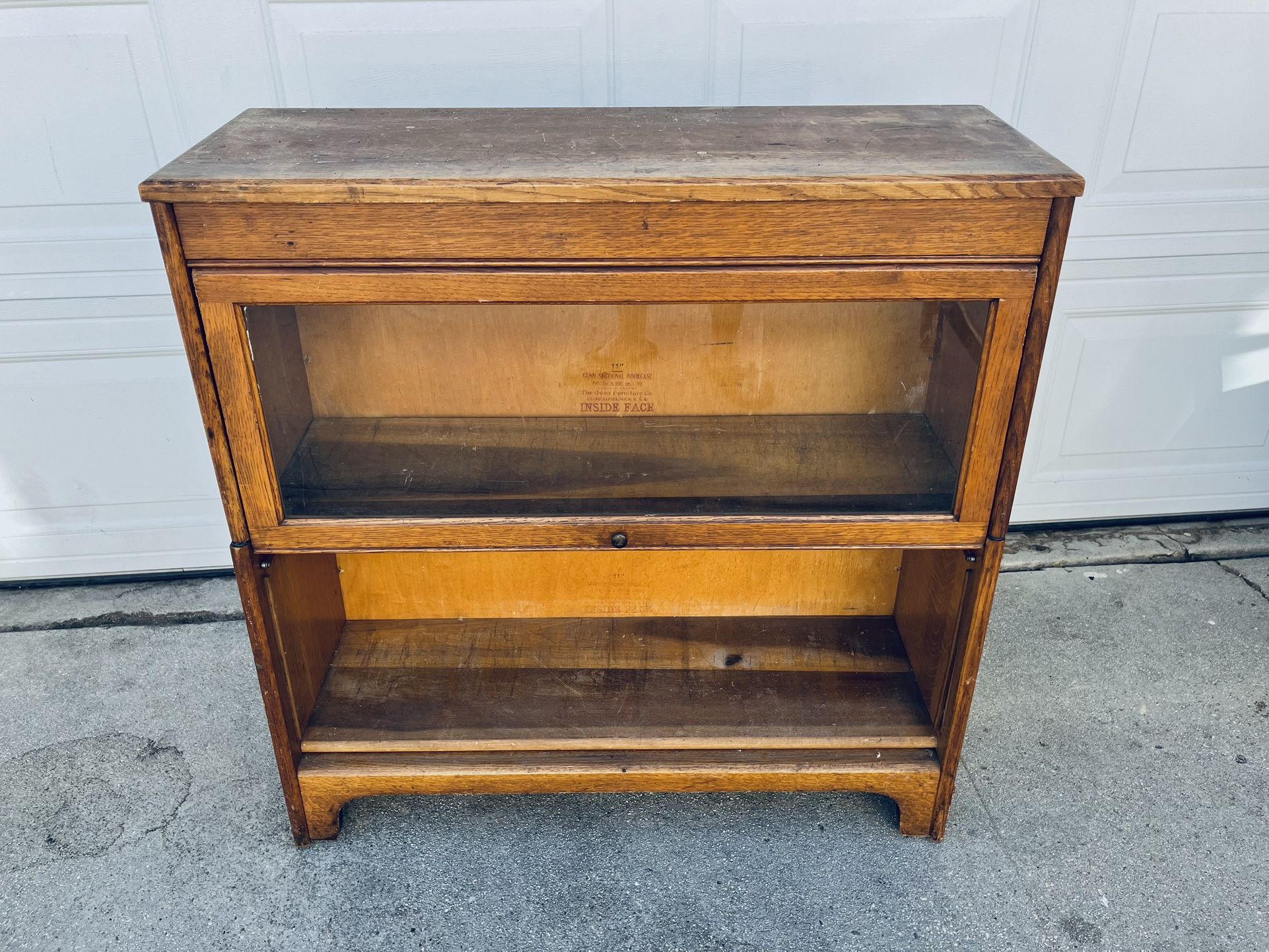 Vintage 1920s Lawyer Solid Wood Barrister Bookcase Shelves 34x12x35h Antique