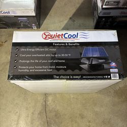 QuietCool 40-Watt Hybrid Solar/Electric Powered Roof Mount Attic Fan with Included Inverter for Nighttime Cooling