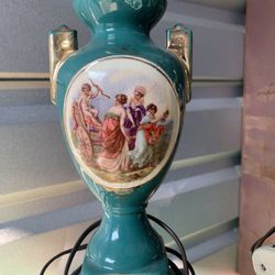 Beautiful Antique Pair Of  Hand Painted Lamps 