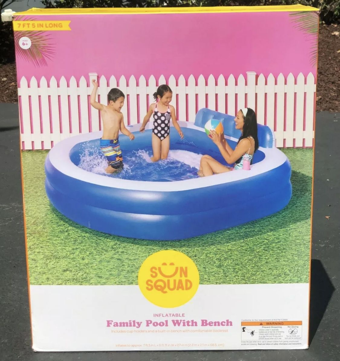SUN SQUAD Inflatable Family Pool With Bench