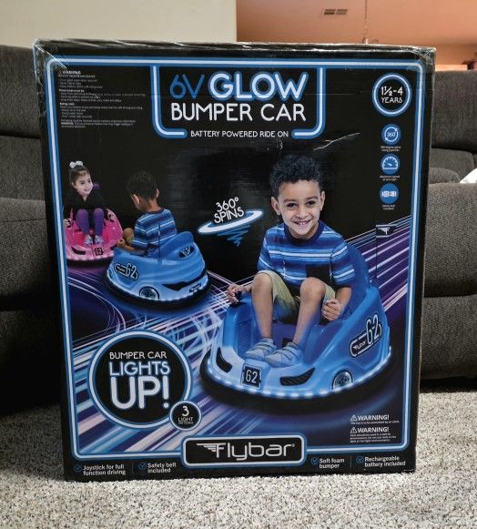 6V Blue Glow Bumper Car, Battery Powered Ride on