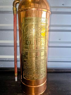 Antique Guardian Pyrene Copper Brass Fire Extinguisher 24” Soda Acid w/ Hose