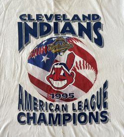 VINTAGE 1995 CLEVELAND INDIANS Chief Wahoo STARTER WORLD SERIES SHIRT Sz XL