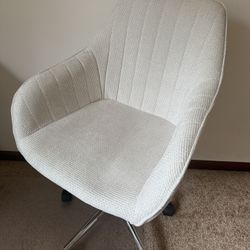 Beige Off White Rolling office chair