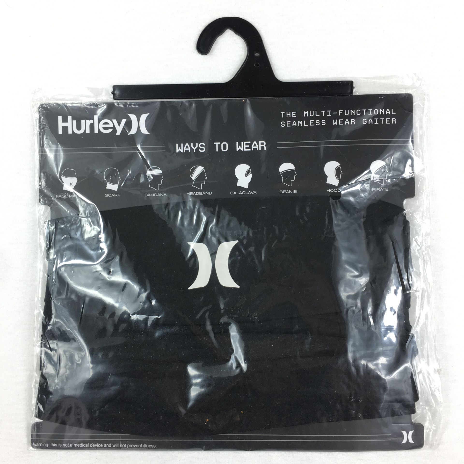 Hurley Multi-Use Neck Gaiter Face Mask Scarf Headband One Size black new