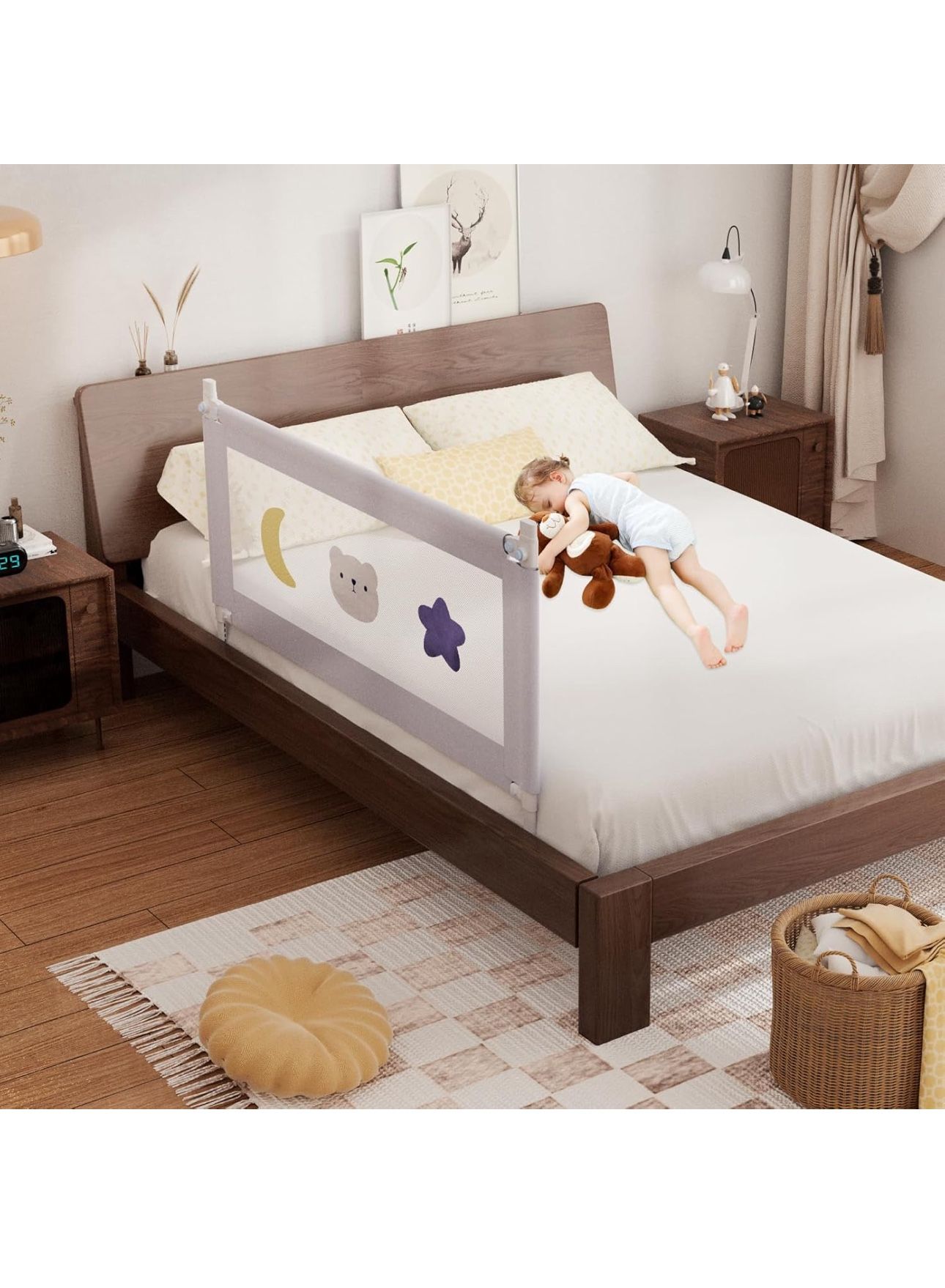 omzer Bed Rail for Toddlers - Toddler Bed Rails with Double Child Lock