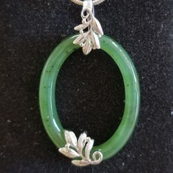 Jade And Sterling Silver Pendant 