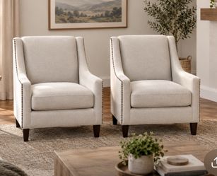 Set of 2 off-white polyester chairs