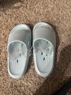 Light Blue Foam Slide Sandals
