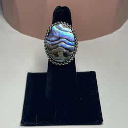 Vintage Signed Meran Indonesia Abalone Ring