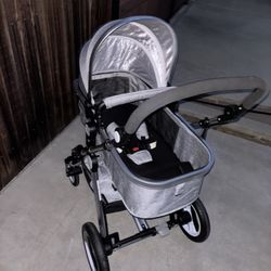 Baby Stroller 2 In 1 Convertible Bassinet Reclining Stroller 