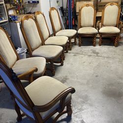 Vintage Solid Wood Dining Chairs – Set of 8