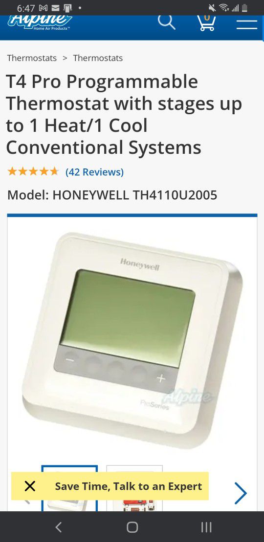 Honeywell Home TH411OU2005 Smart Color Thermostat 
