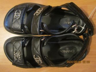 Chanel Women’s Quilted Dad Sandal Black Leather Size: 38