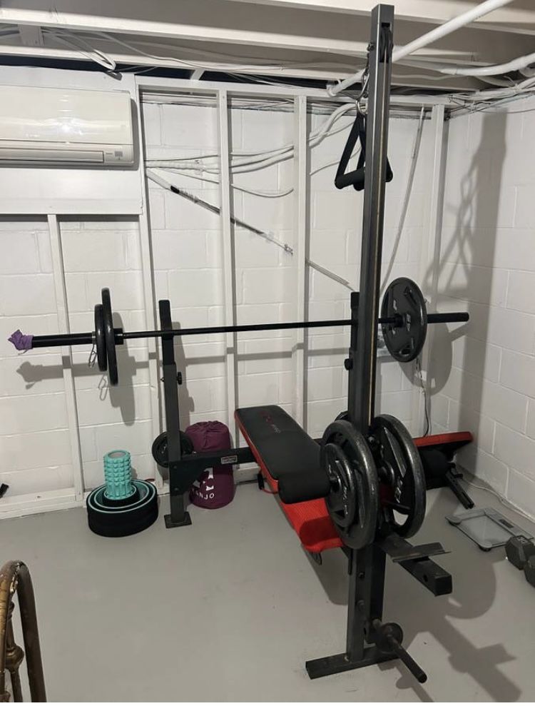 Heavy Duty Adjustable FID Foldable Bench With Bench Press Stands And Squat Rack