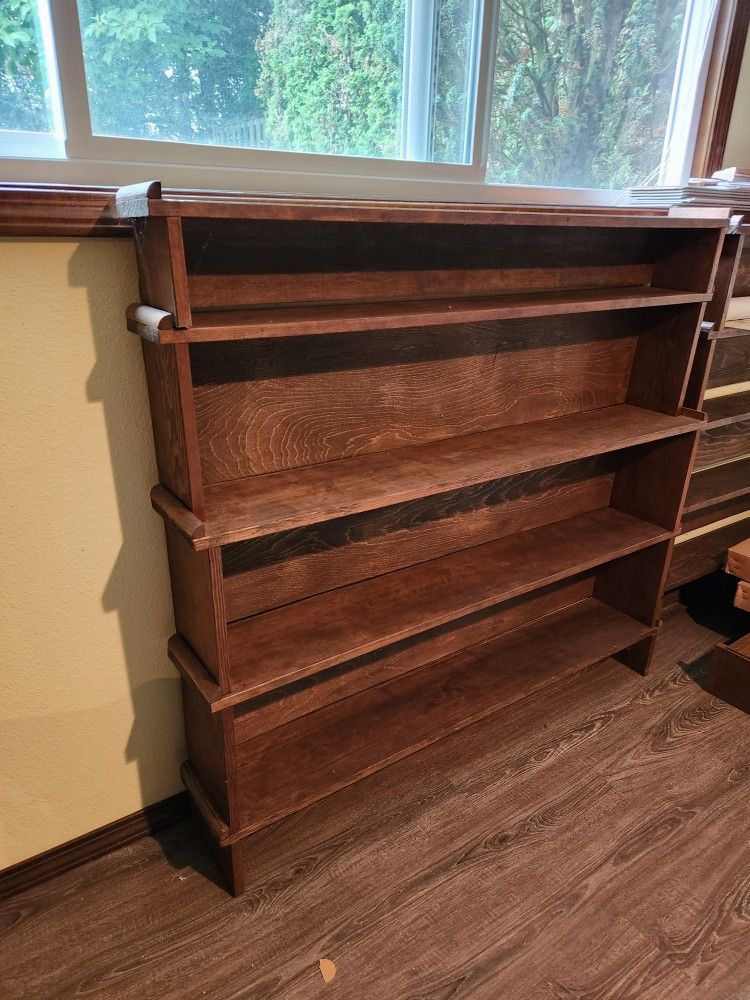 Wooden Modular Bookshelf with Stackable Sections