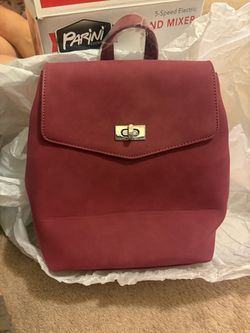 Burgundy Faux Leather Mini Backpack
