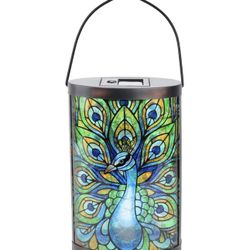 Afirst Solar Lantern Outdoor, Hanging Glass Peacock Solar Lights