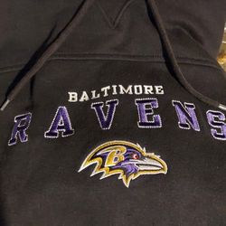 NFL Baltimore Ravens Black Hooded Sweatshirt.  Size XL