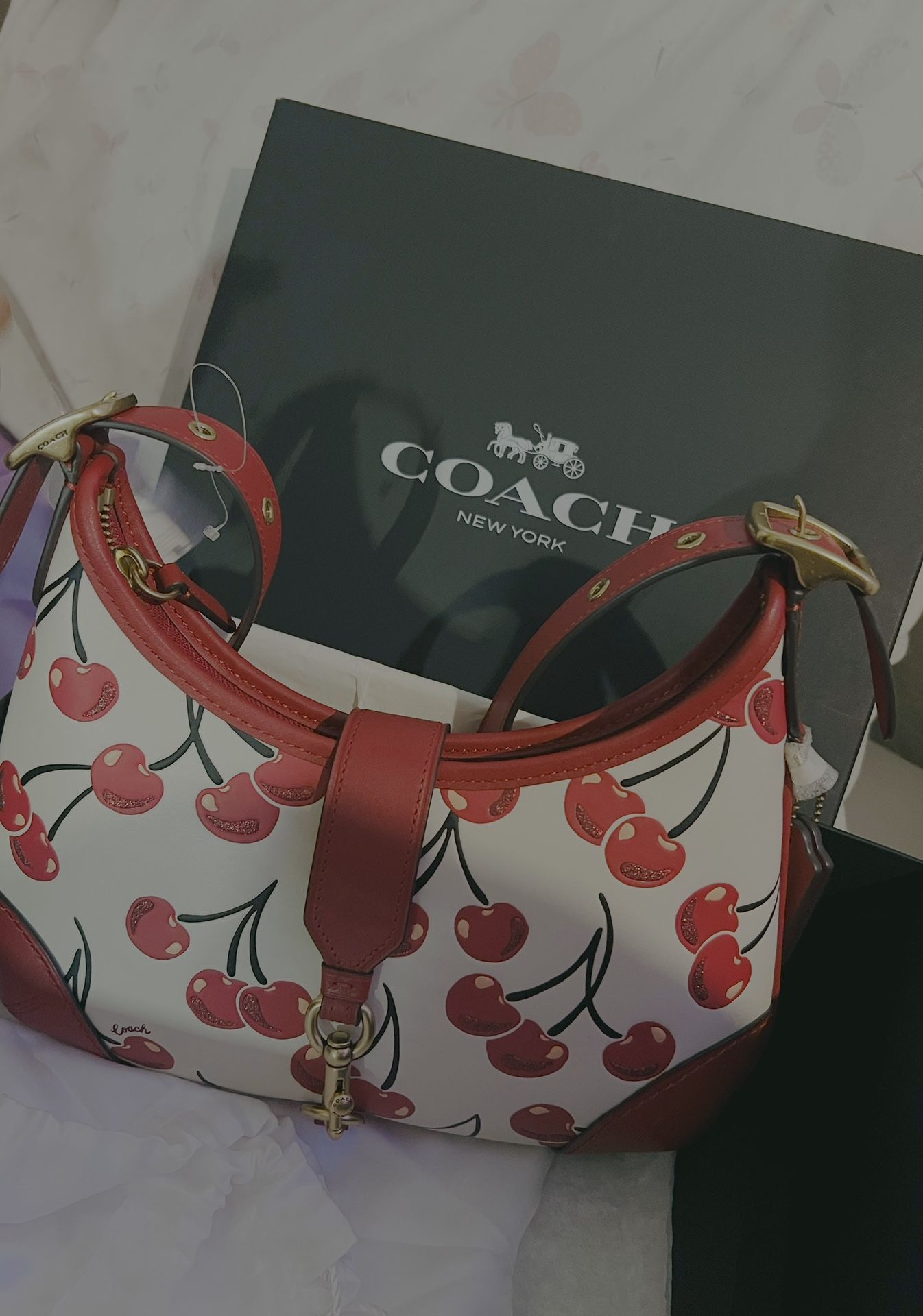 Hamptons Hobo Bag With Cherry Print