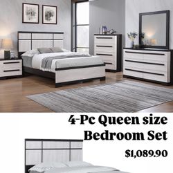 4-Pc Queen Size Bedroom Set. $53 Down Payment