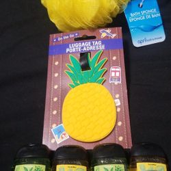 5 Pc Pineapple Set: 4 Pocketbacs 🍍🥥 +1 Pineapple luggage tag 