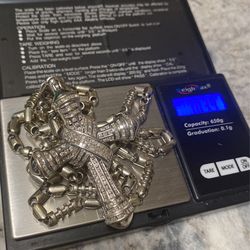 White gold chain with diamond cross