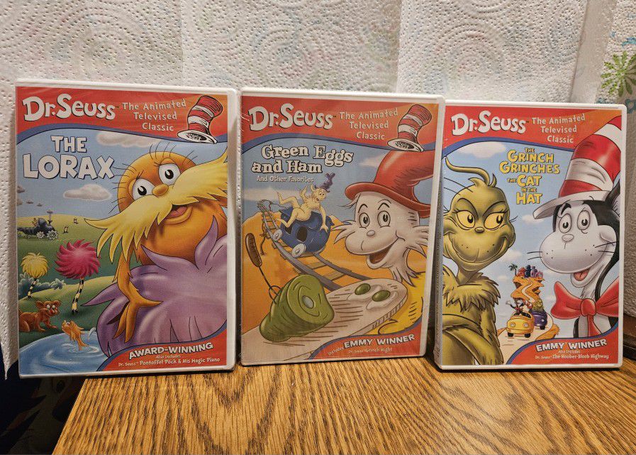 NEW SEALED VTG 2003  ( 3 ) DR.SEUSS ANIMATED TELEVISED  CLASSIC DVD'S