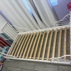 MINNEN Ext bed frame with slatted bed base, white, 38 1/4x74 3/4 "