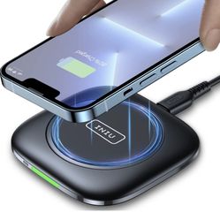 Wireless Charger, 15W Fast Wireless Charging Pad with First-Seen Smart Adaptive Indicator Stand for iPhone 14 12 11 Pro Max XR XS X 8 Plus Samsung S20