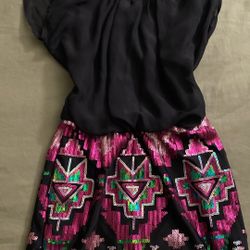 XS Teenager’s Black Top And Sequined  Skirt Dress