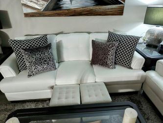 White Premium Leather Chateau D'x Sofa