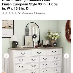 FUFU&GAGA 9-Drawer White Wood Chest of Drawer Storage Cabinet Paint Finish European Style 