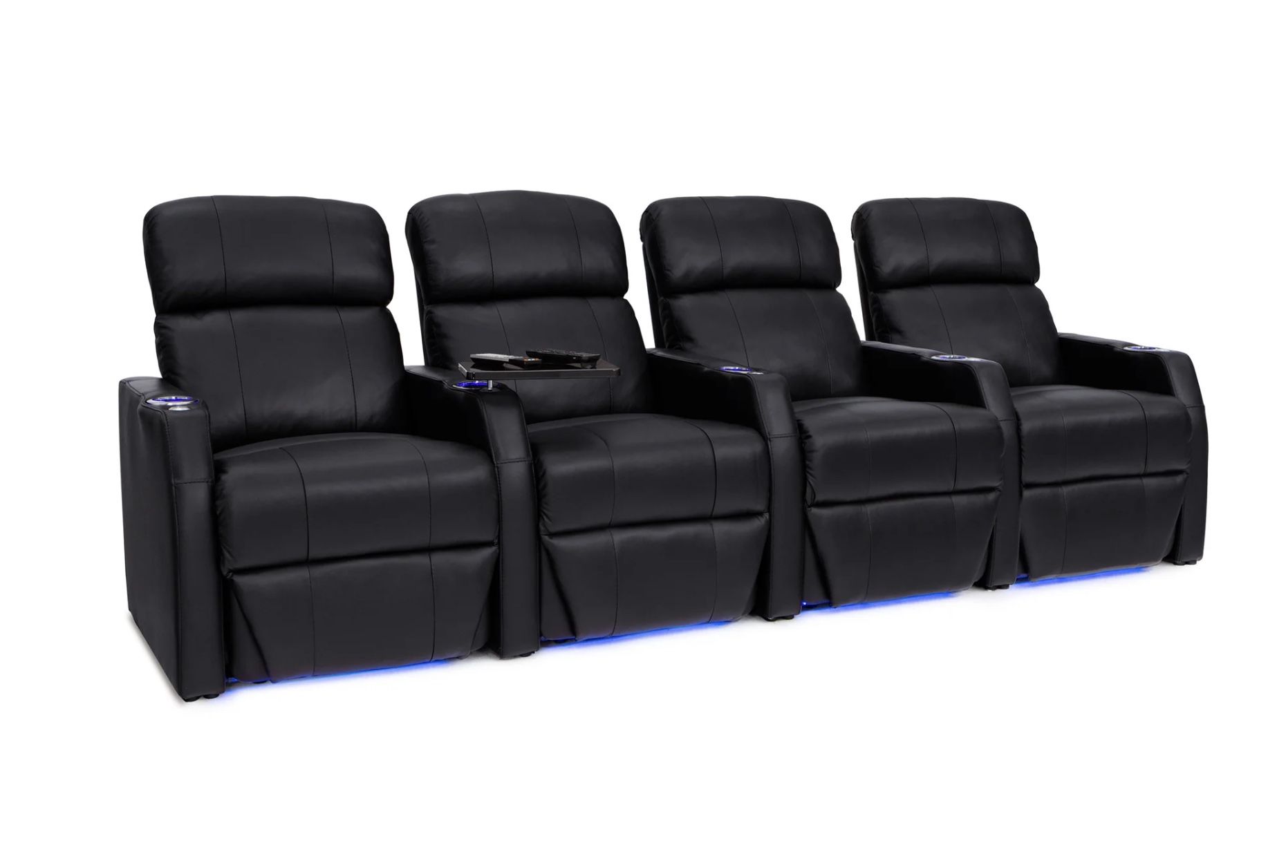 Home Theater Chairs - Power Recline - Black Italian Leather