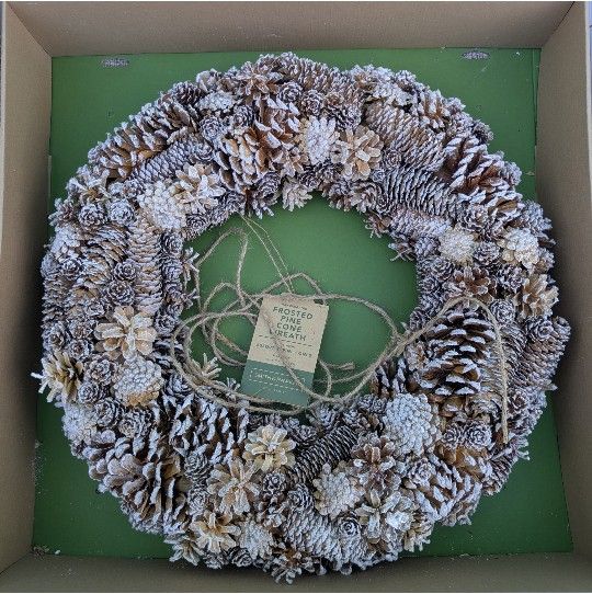 Brand New 21 inch Frosted Pine Cone Wreaths (I have two available)