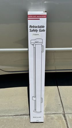 Retractable Safety Gate Gray Nursery Pet Dog Divider Mesh