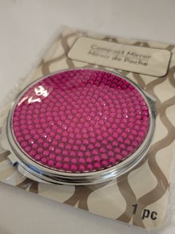 Pink Rhinestones Double Sided Compact Mirror