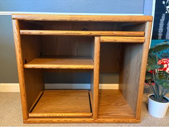 Real wood desk/shelf pulls out in sections