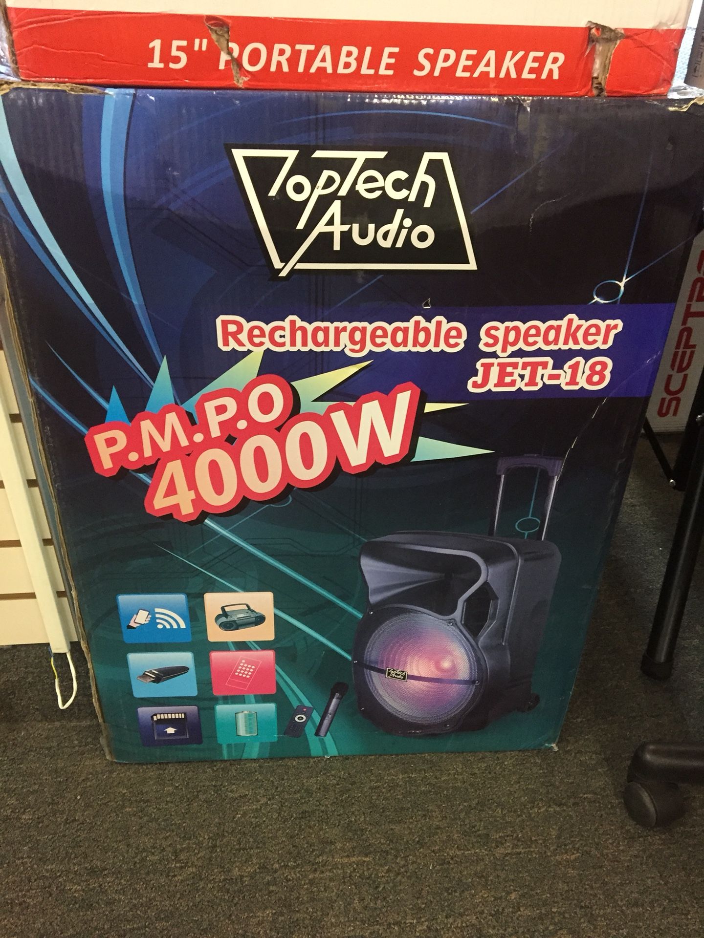 Bluetooth speaker rechargeable 4,000 watts and wireless mic