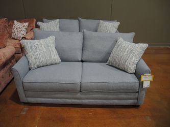 Southern Motion Harper Full Sleeper Tapered Arm Loveseat - Light Gray (Glacier) | Sofa Bed | Pull-Out Couch