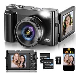 Brand New 4K Digital Camera for Photography Autofocus, Upgraded 64MP WiFi Vlogging Camera for YouTube with 3" 180° Flip Screen, 16X Zoom, Compact Trav