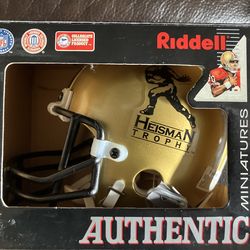 Heisman Trophy signed mini Riddell helmet